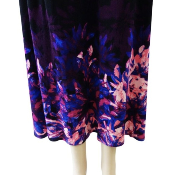 Dana Buchman floral Side Slits Long Slim Maxi Skirt (M) Black EUC - Picture 2 of 8